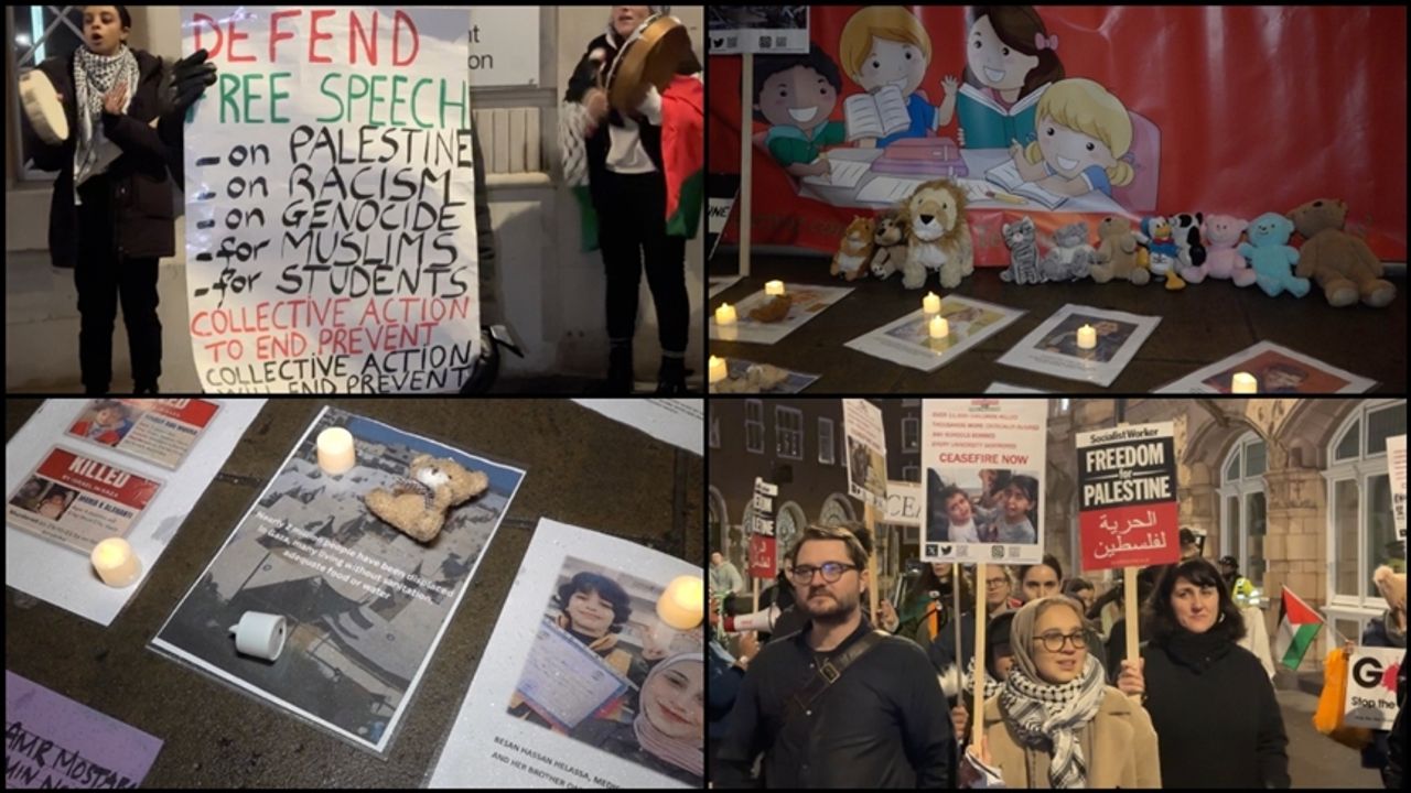 Londra'da öğretmenler İsrail'in Gazze'deki çocuk katliamlarını protesto etti