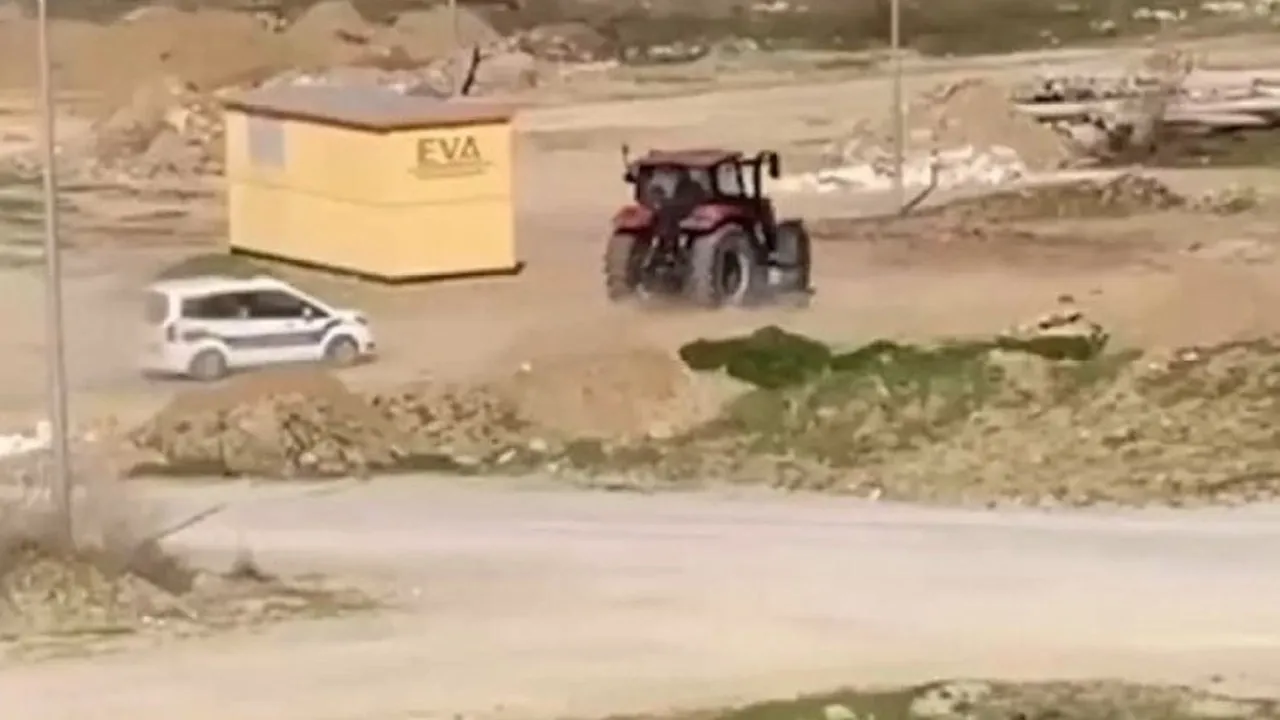 Traktörle polisten kaçan sürücü ehliyetsiz çıktı