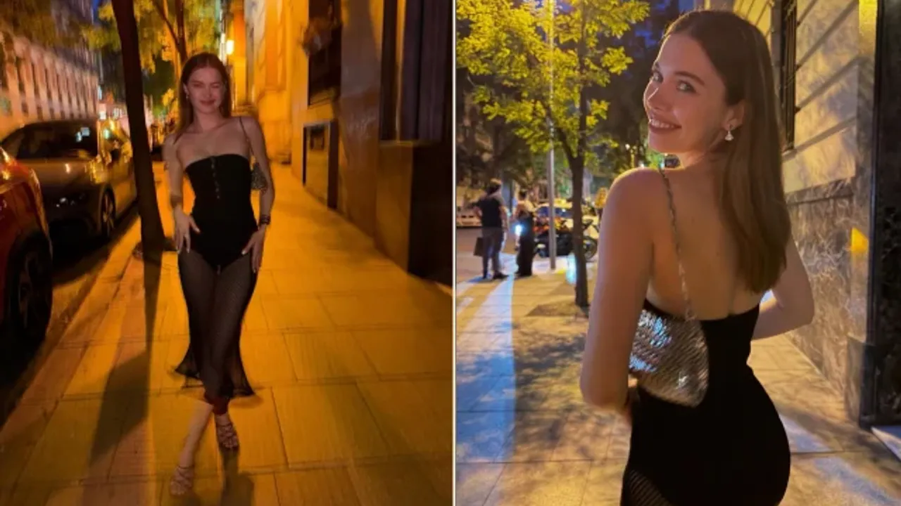 Afra Saraçoğlu’nun Madrid pozları gündem oldu: Transparan elbisesi çok beğenildi!