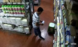Markette kaşar peynir hırsızlığı kameraya yansıdı