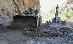 Dağdan düşen kaya parçaları nedeniyle kapanan Hakkari-Çukurca kara yolu açıldı