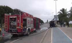 Maltepe'de seyir halindeki minibüste yangın