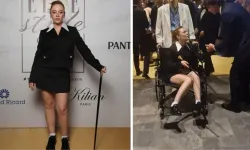 Sette sakatlanan Demet Evgar, ödül töreninde tekerlekli sandalye kullandı