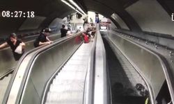 İzmir Metro'sunda 11 kişinin yaralandığı yürüyen merdiven kazası kamerada