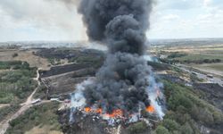 Tekirdağ'da korkutan yangın havadan görüntülendi