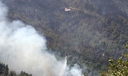 Uşak’ta büyüyen orman yangınına 4 helikopterle havadan müdahale