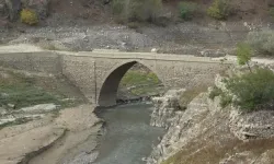 Torul Baraj Gölü'nde sular çekildi, tarihi köprü ortaya çıktı