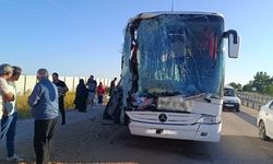 Yolcu otobüsü yem yüklü tır'a çarptı: 9 kişi yaralandı