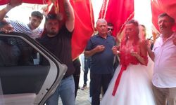 Asırlık düğün geleneği yaşatıldı: Gelin Türk sancaklarıyla uğurlandı
