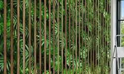 Bambu, Ahşap ve Yaprak Dokuları ile Sonbahar Salonu