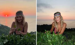 Melisa Döngel Rize’de! Çay bahçesine girip kendi elleriyle çay topladı