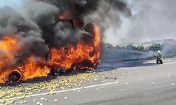 Otoyolda feci çarpışma! Kamyon alev aldı, 1 kişi hayatını kaybetti