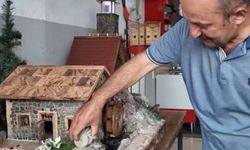 Emekli elektrik ustası taşları minyatür evlere dönüştürüyor