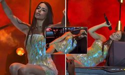 Simge'den sahneye damga vuran şov! Hoparlörün üzerine uzandı