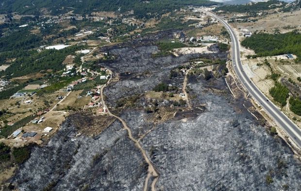 50 hektarlık alan kül oldu! Kumluca’da yangından geriye bu görüntüler kaldı