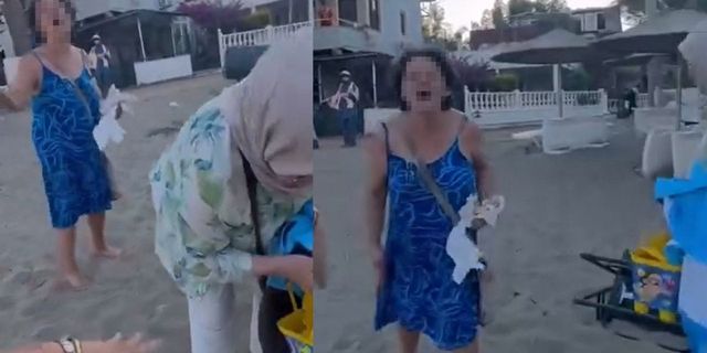 İzmir plajında gergin anlar! 'Defol git' diyerek bağırdı: O anlar kamerada