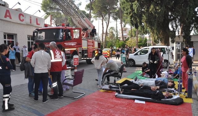 Salihli Devlet Hastanesinde yangın tatbikatı yapıldı