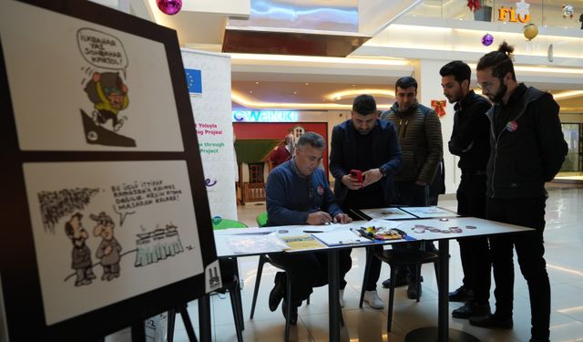 Erzincan’da kış temalı karikatür sergisi açıldı