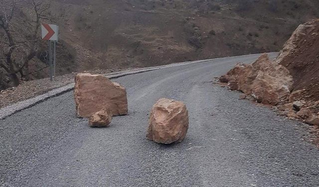 Siirt'te heyelan köy yolunu ulaşıma kapattı