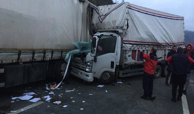 Artvin’de sebze yüklü kamyonet park halindeki TIR’a çarptı: 2 yaralı
