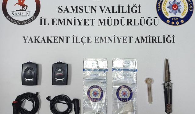Samsun'da 2 adet radar tespit cihazı ve uyuşturucu madde ele geçti