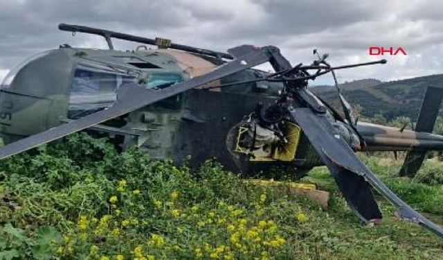 İzmir'de araziye zorunlu iniş yapan askeri helikopter bulunduğu yerden kaldırılamadı