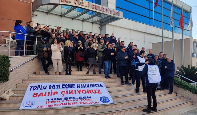 Çiğli Belediyesi’nde eylem… İşçiler belediye önünde!