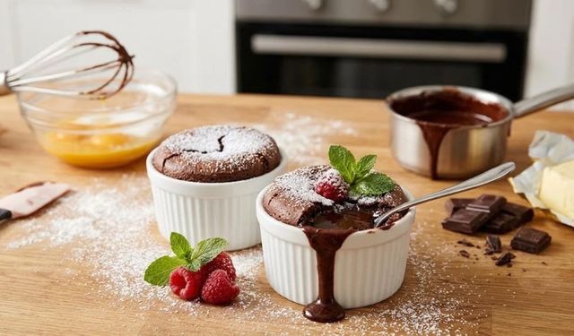 Sadece 7-8 dakikada hazır! Dışı pişmiş, içi akışkan çikolatalı sufle yapımı artık çok kolay: İşte tam kıvamında tarif