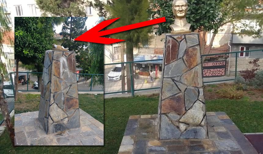 Konak'ta Atatürk büstüne çirkin saldırı! Başkan Batur: Kınıyoruz!