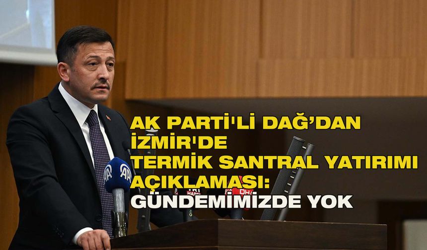 AK Parti'li Dağ, İzmir'de termik santral yatırımının gündemlerinde olmadığını açıkladı