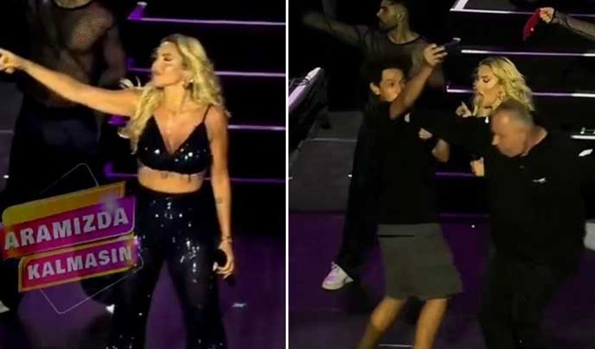 Hadise'nin Bodrum konserinde şoke eden anlar: Sahneye atlayan hayranı şarkıcıyı korkuttu