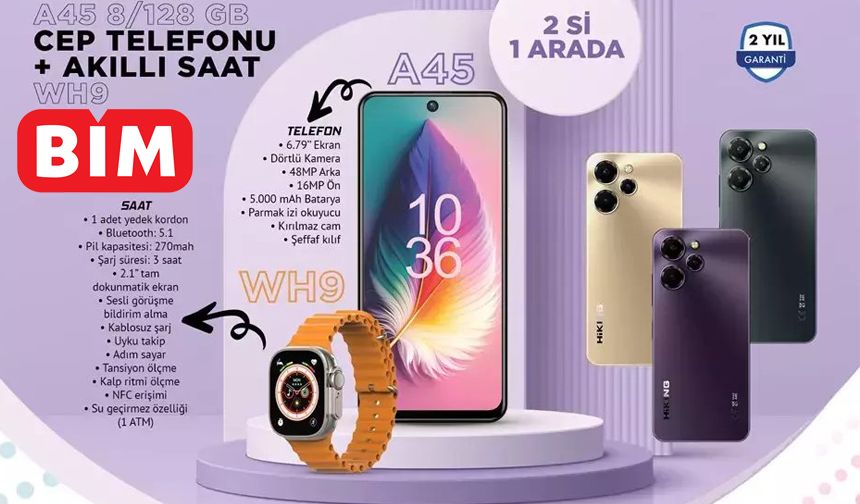 BİM’de kaçırılmayacak fırsatlar bugün başladı | 128 GB Cep Telefonu + Akıllı Saat 6.990 TL bugün satışta!