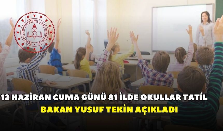 Bakan Tekin duyurdu: 12 Haziran Cuma günü okullar tatil edildi