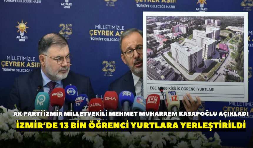 AK Parti İzmir Milletvekili Mehmet Muharrem Kasapoğlu açıkladı! "13 bin öğrenci yurtlara yerleştirildi"