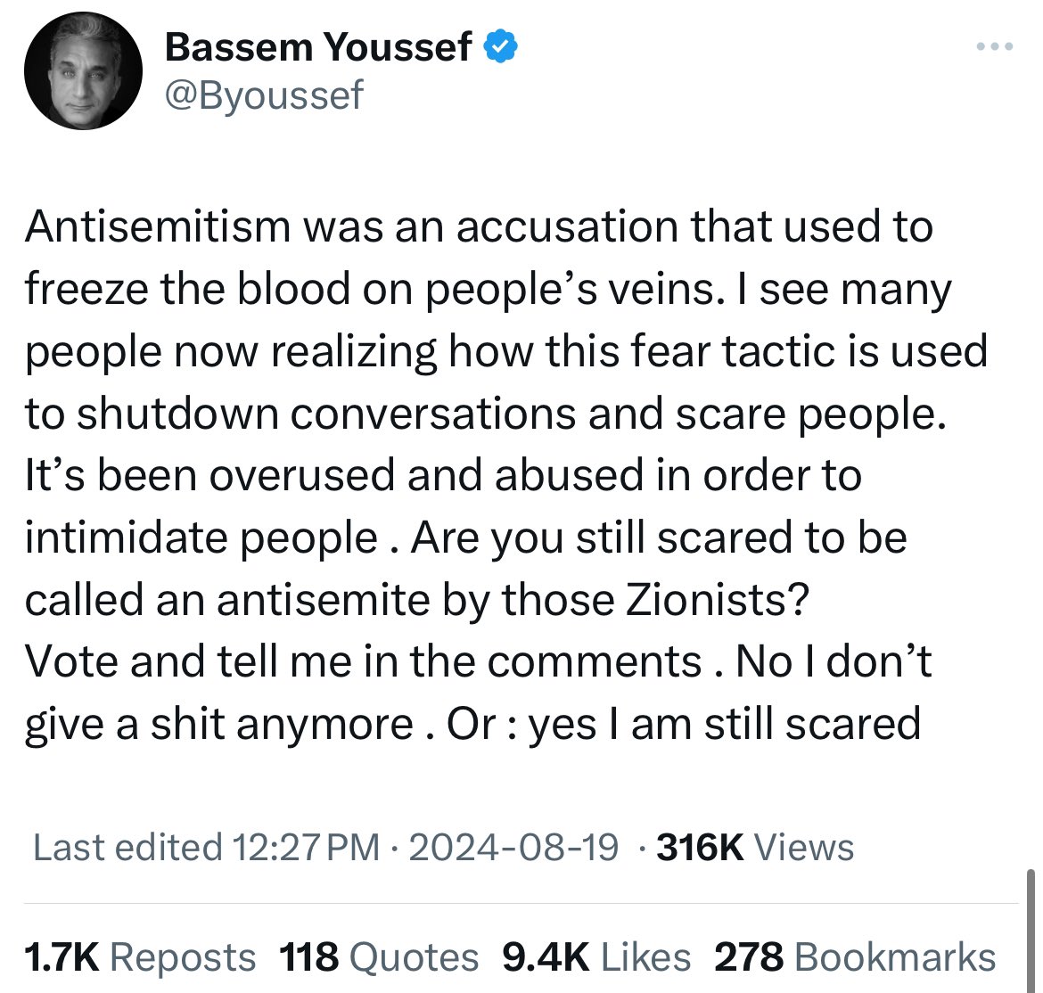 Bassem Youssef Tweet