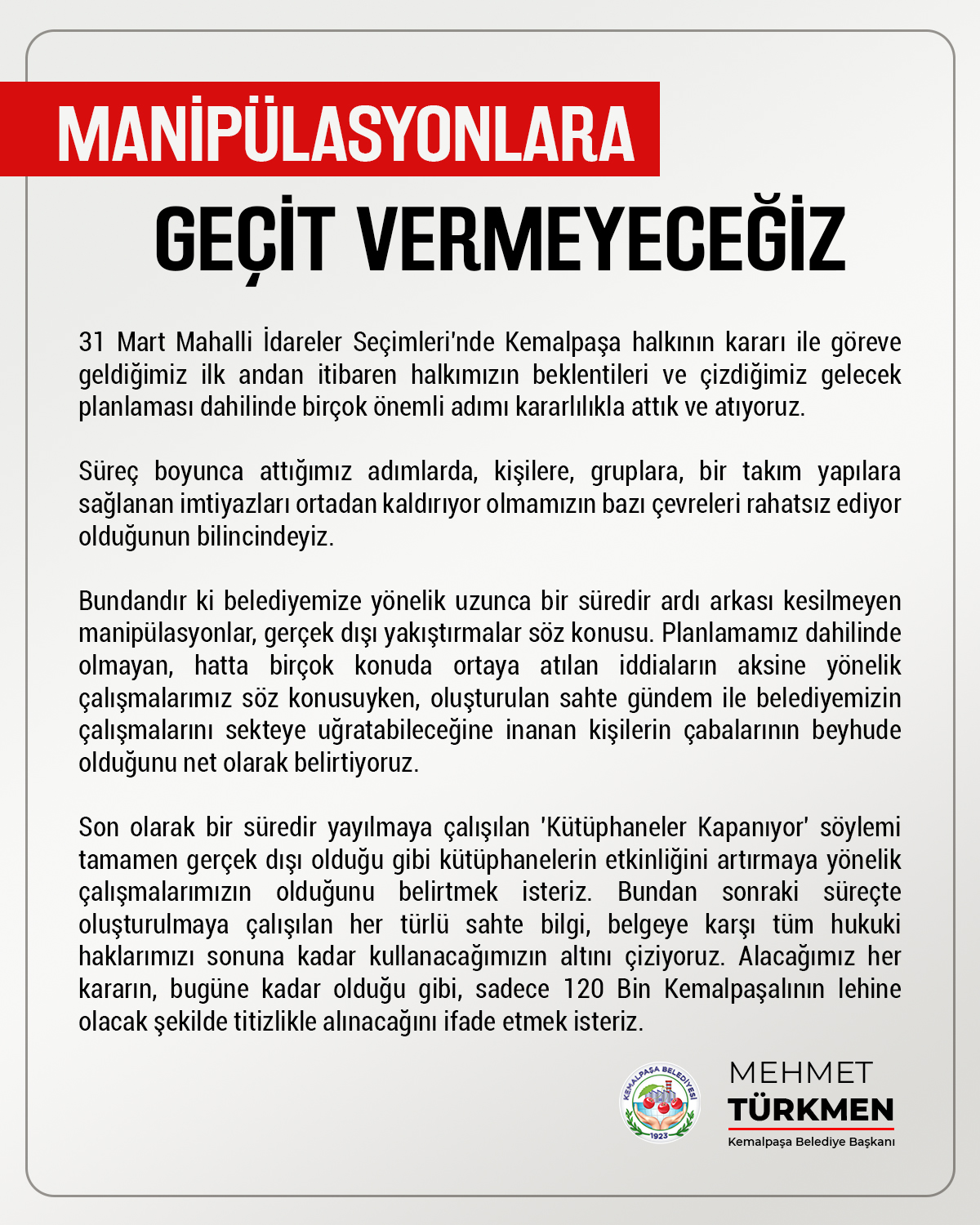 Mani̇pülasyonlara Geçi̇t Vermeyeceği̇z1