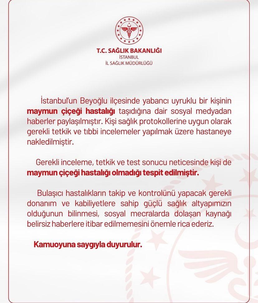 Istanbul Il Saglik Mudurlugunden Maymun Cicegi Iddialarina Net Yanit