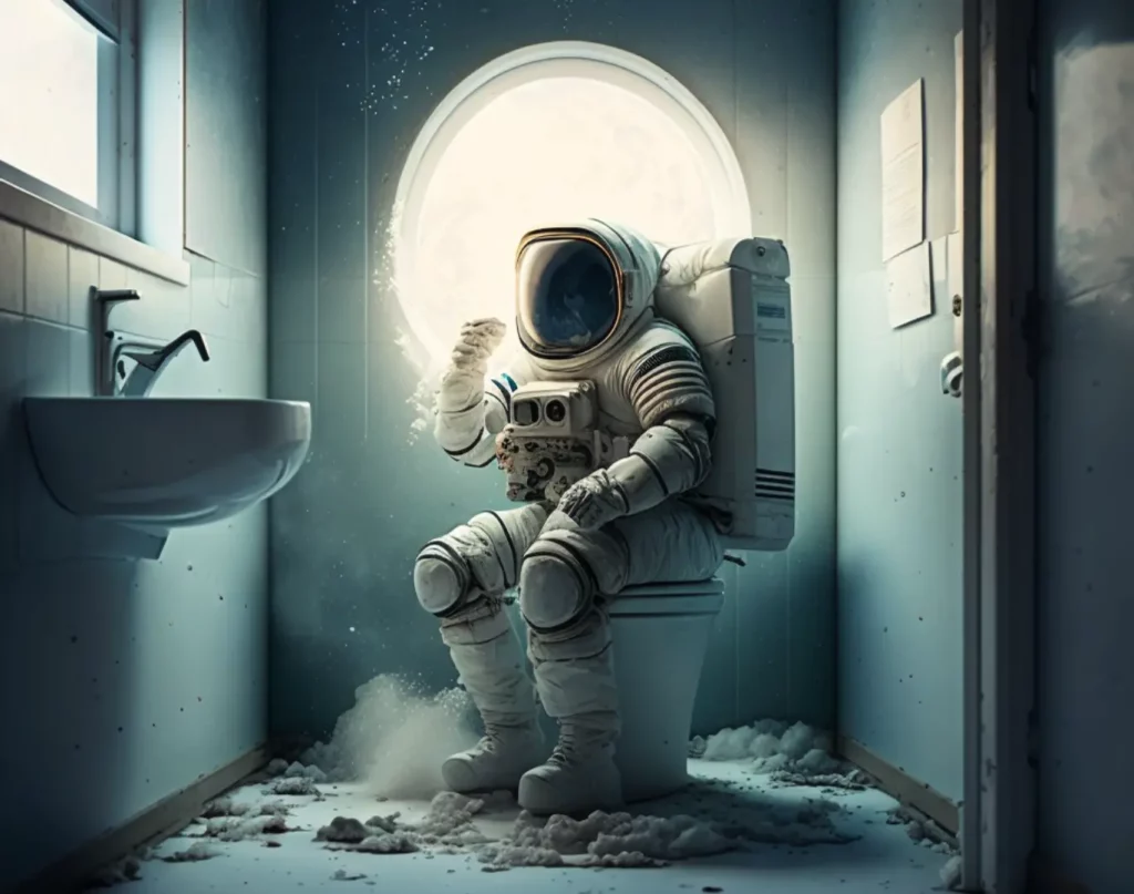 Astronaut Sitting On A Toilet 1024X807