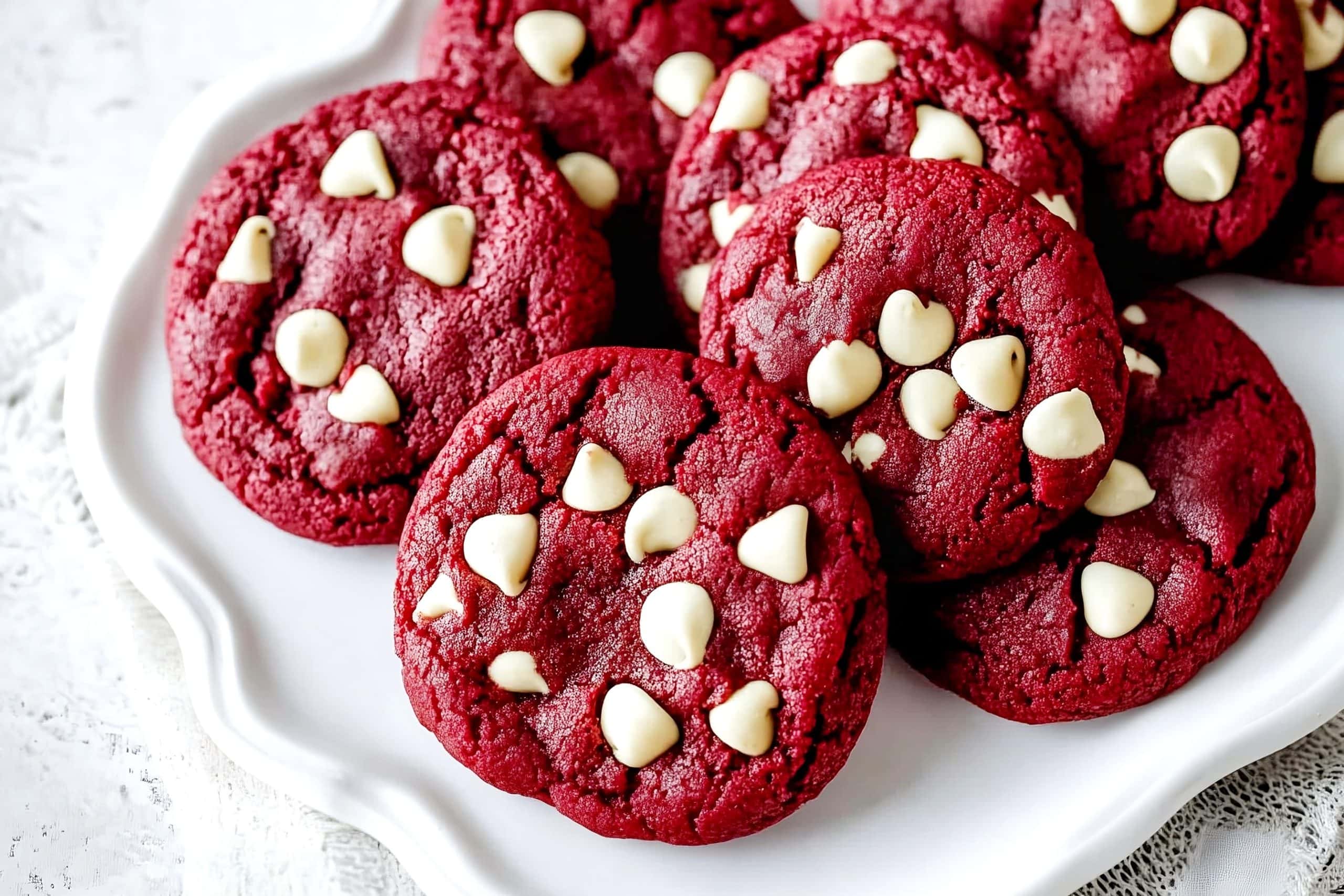 Red Velvet White Chocolate Chip Cookies Featured Scaled