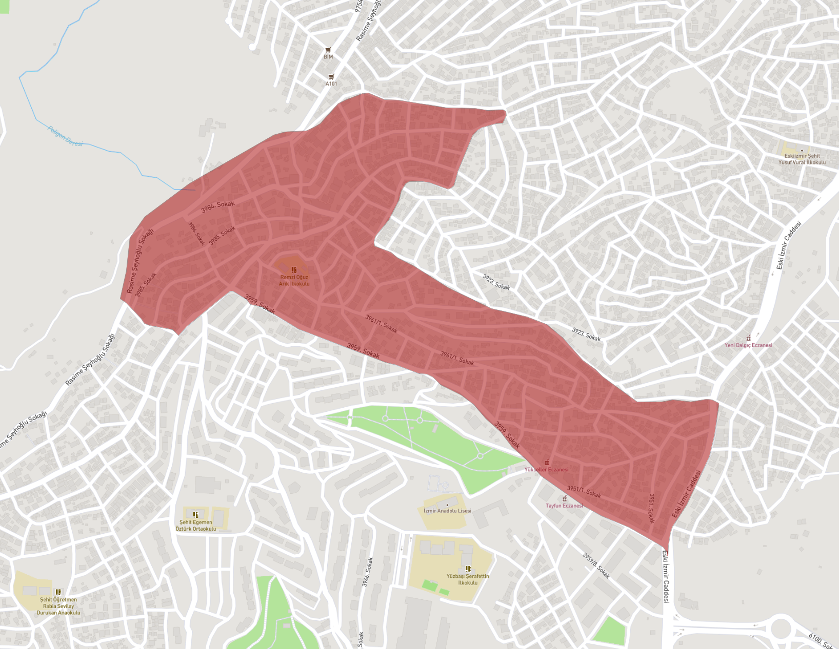Izmir Karabaglar Yuzbasi Serafettin Mahallesi Haritasi
