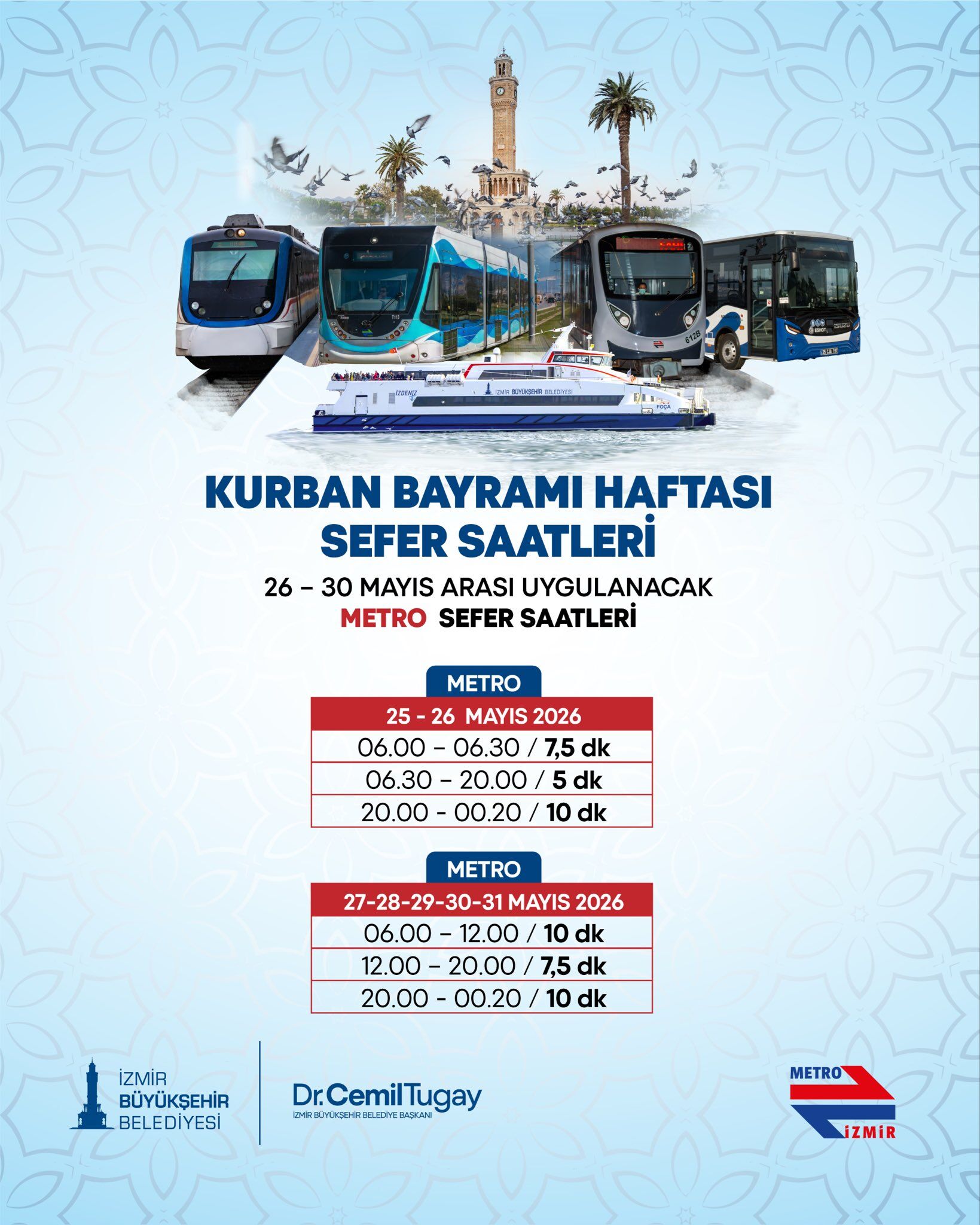Bayramda Metroyu Kullanacaklar Dikkat! Eshot Duyurdu İşte 26 30 Mayıs Arası Sefer Tarifesi
