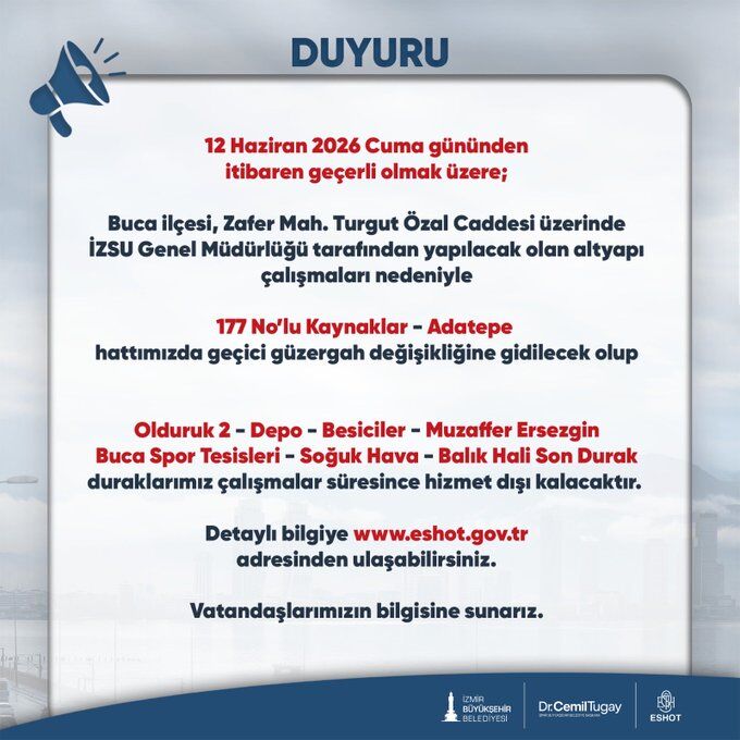 Buca'da Bu Hattı Kullanacaklar Dikkat! Eshot Duyurdu Bazı Duraklar Hizmet Dışı Kalacak