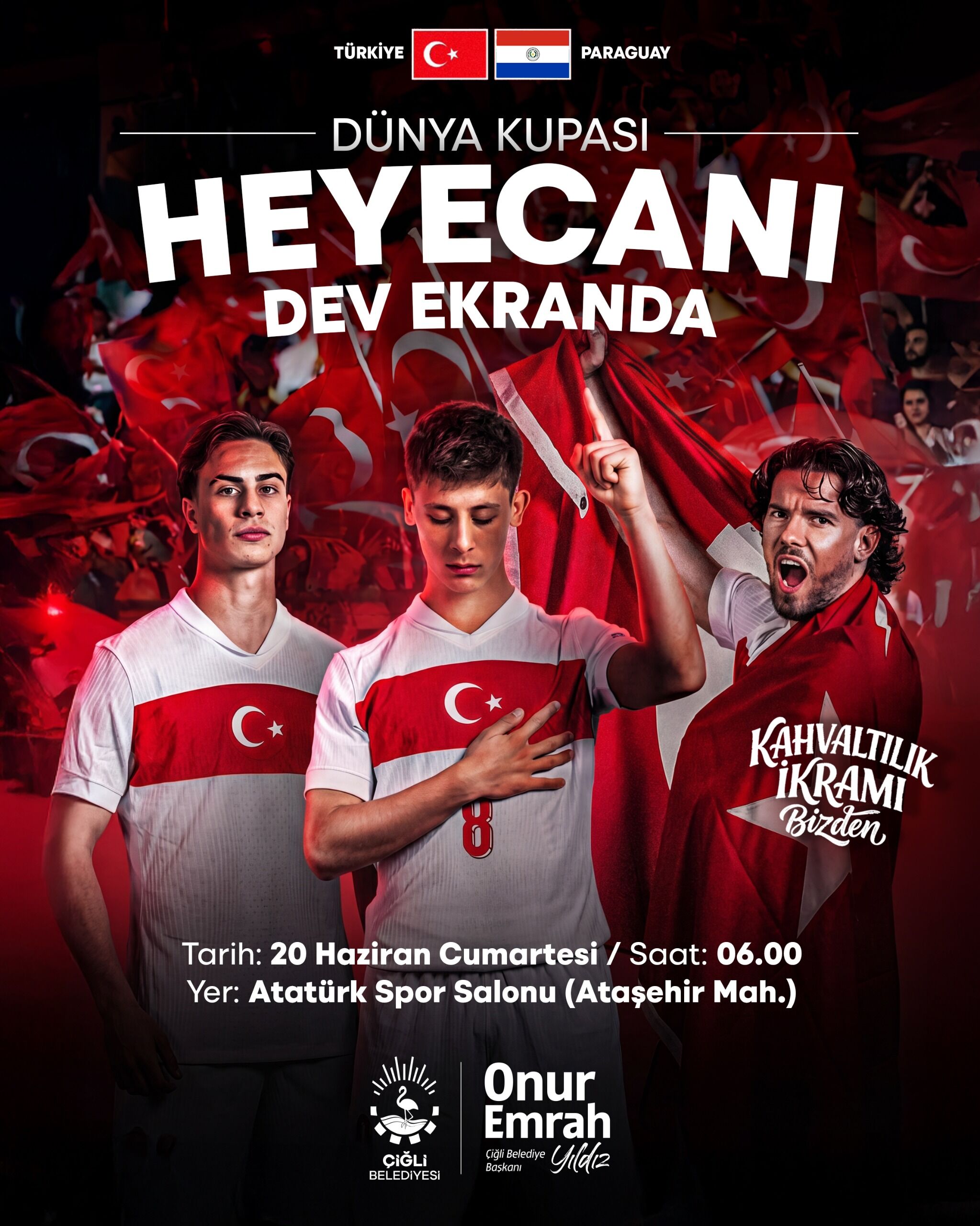 Çiğli’de Milli Maç Heyecanı Dev Ekrana Taşınıyor