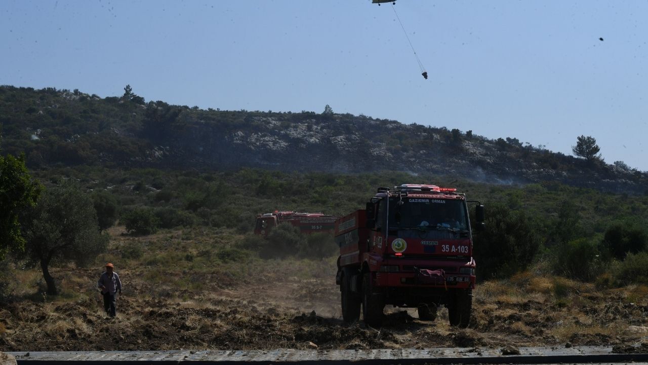 İzmir'de Orman Yangını Alarmı Havadan Ve Karadan Müdahale Edildi (2)