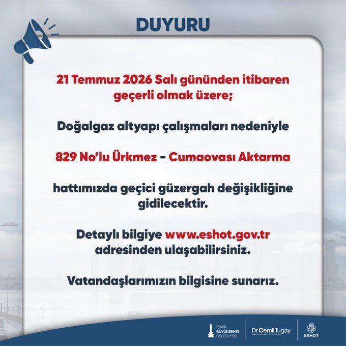 İzmir'de Bu Hattı Kullanacaklar Dikkat! Eshot Duyurdu Güzergahı Değişecek