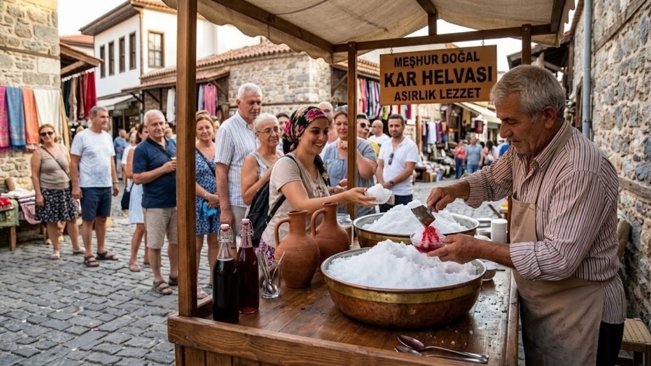 Bir kaşığı bile serinletiyor! Dağlardan toplanan kar yazın lezzete dönüşüyor!