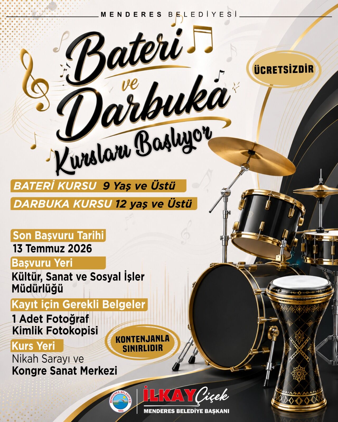Menderes'te Müziğe Ilgi Duyanlara Müjde! Ücretsiz Müzik Kursu Kayıtları Başladı