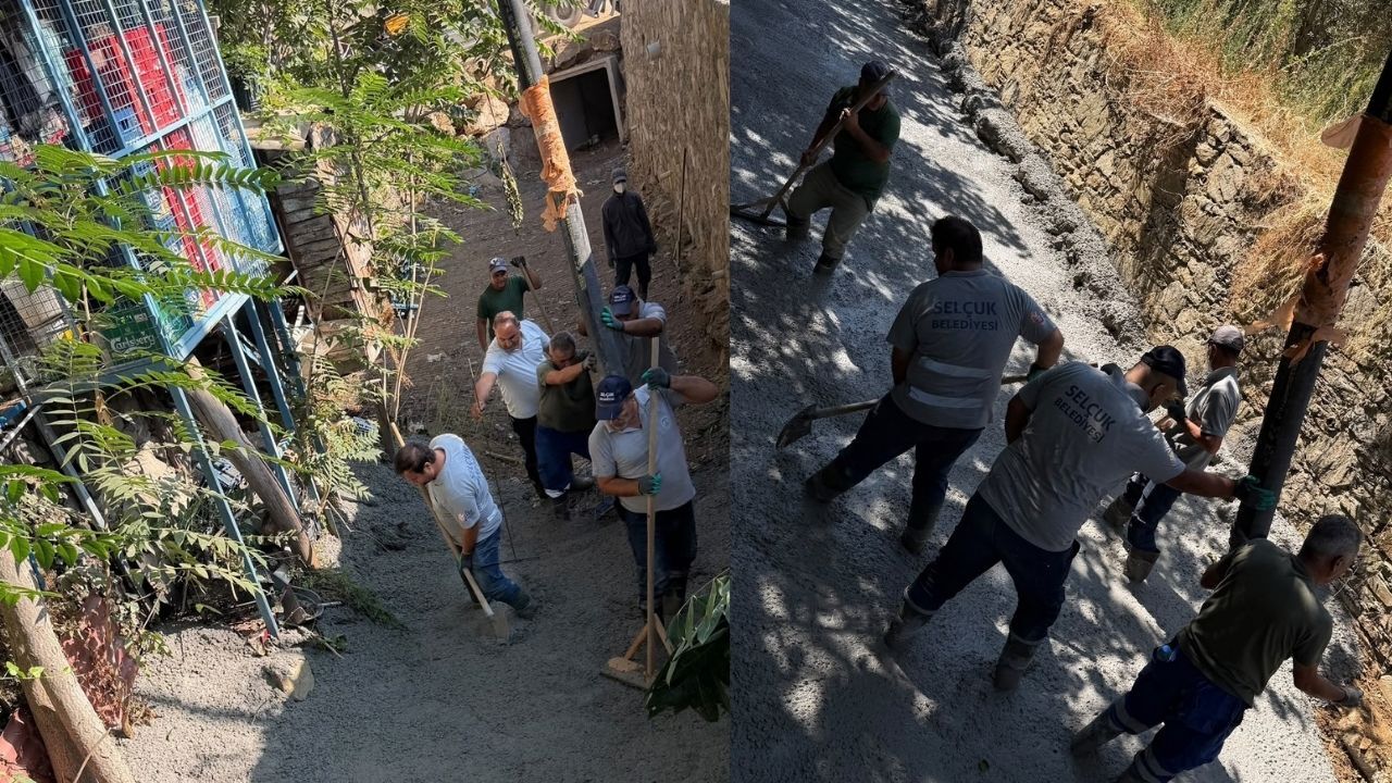 Şirince’de Taşkın Riskine Karşı Dere Yatağı Yenilendi 150 Metreküp Beton Döküldü (2)