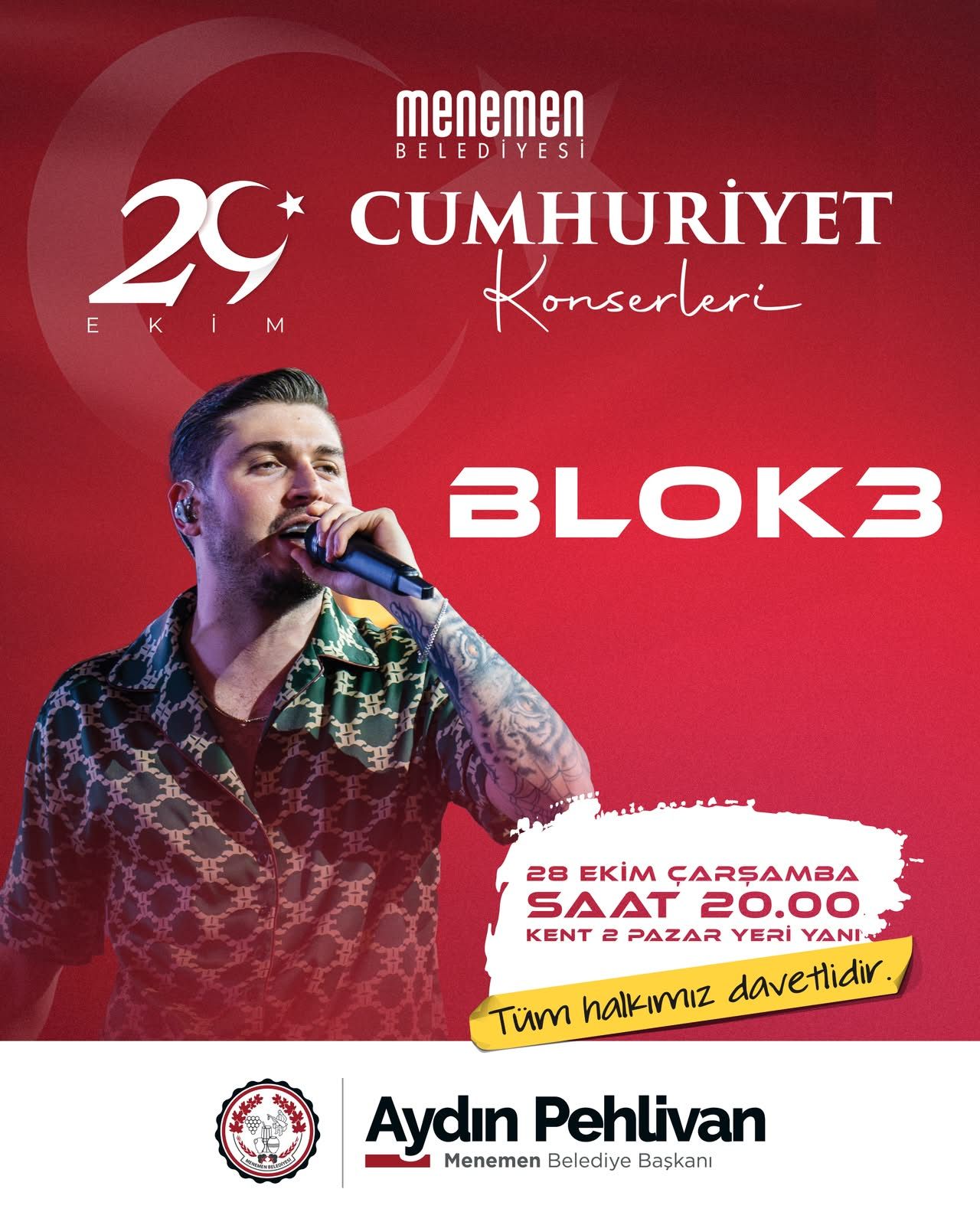 Menemen’de Cumhuriyet Bayramı Programı Belli Oldu İki Ünlü Isim Konser Verecek! (2)